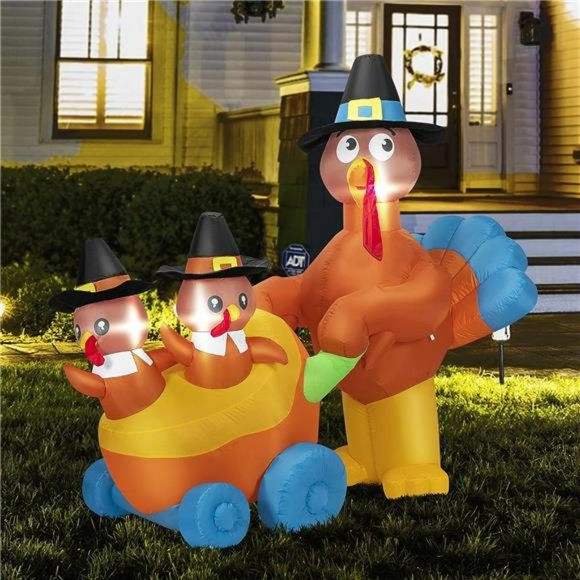Holiday | 5ft Height Happy Thanksgiving Inflatable Turkey With 2 Turkey ...